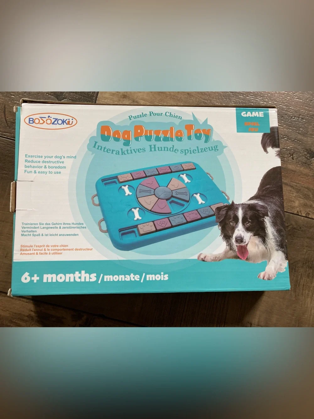 BoJzoku Dog Puzzle Toy - Teal with Purple & Gray Accents